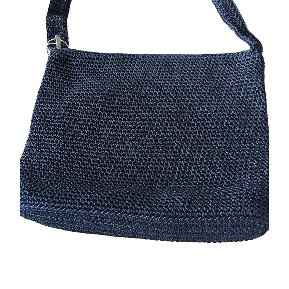 The Sak‎ Navy Purse Crocheted Knit Woven Blue Crossbody Bag Zip Closure EUC - Picture 2 of 8